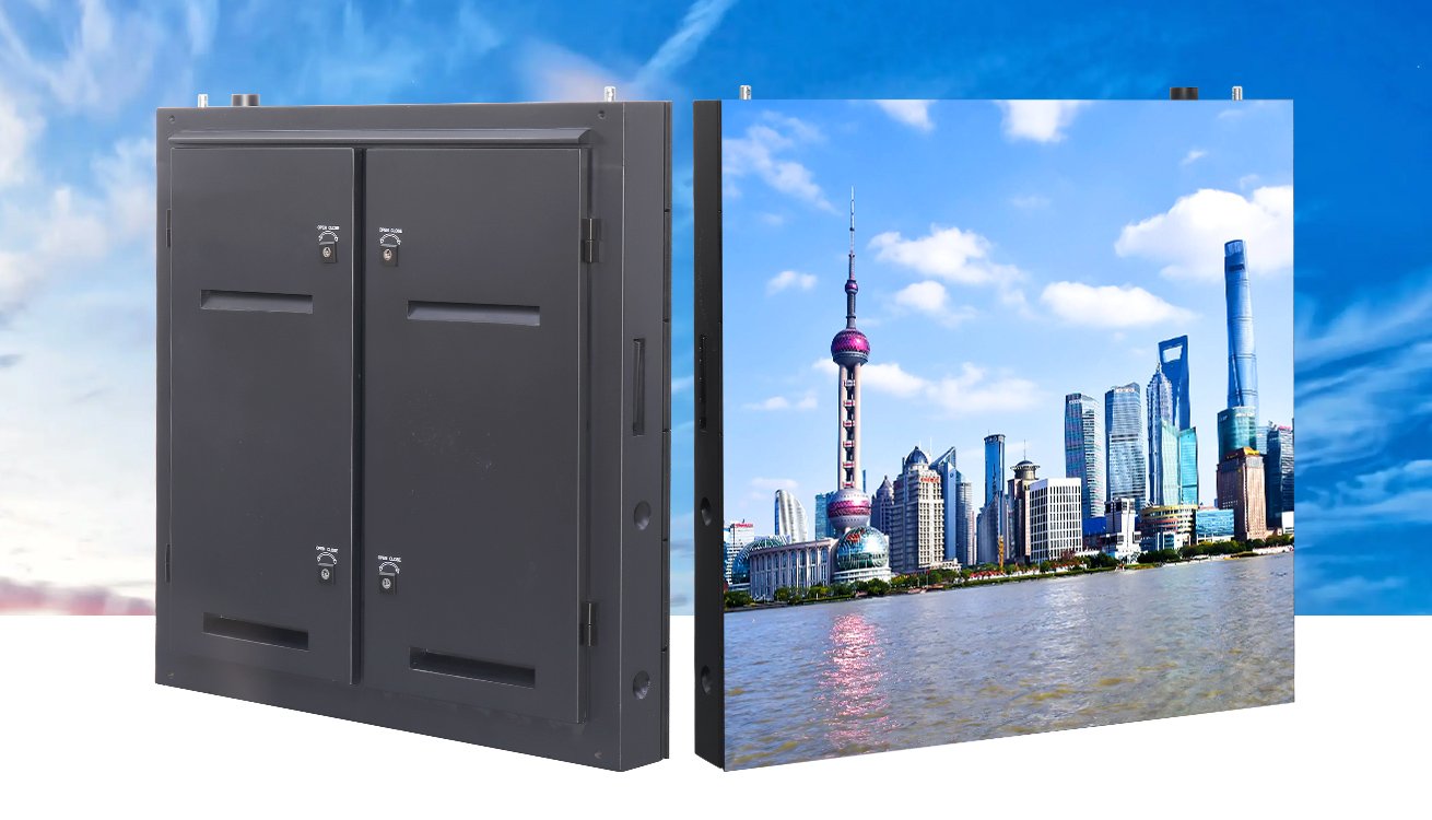EA-OFixed outdoor LED cabinet with rear doors and an illuminated front display