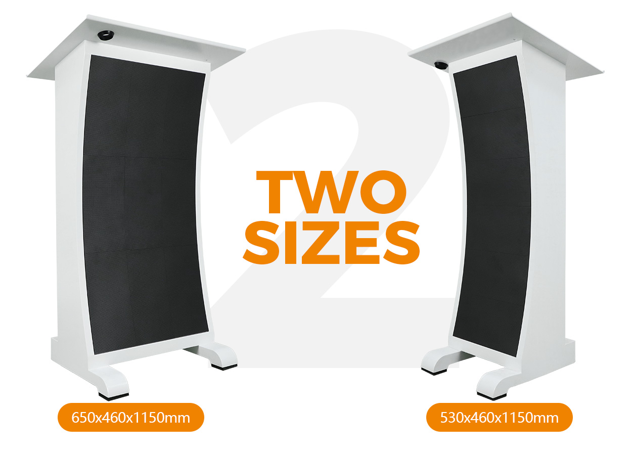EA-PD podium cabinet and display size options