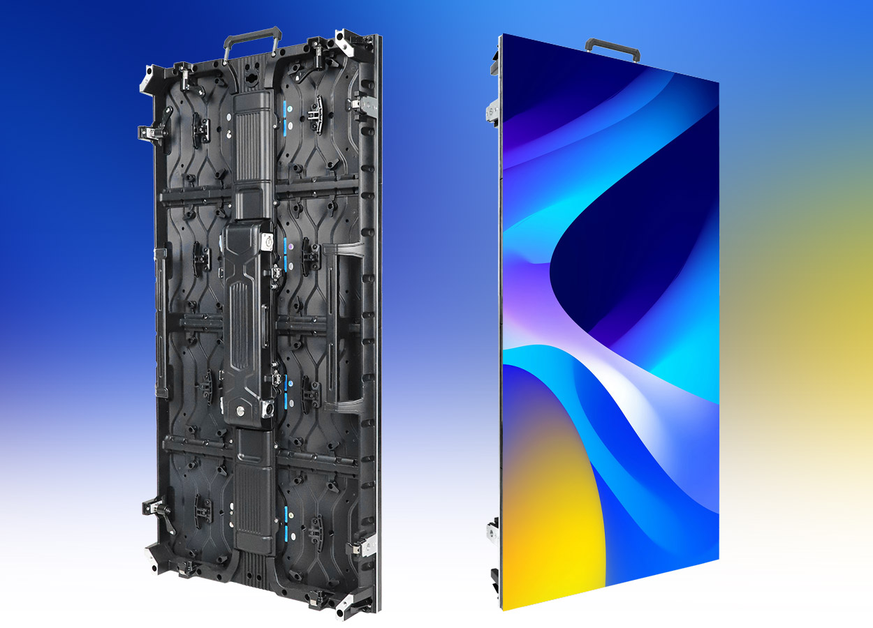 Front and rear views of the tall EA1000H8 rental LED cabinet
