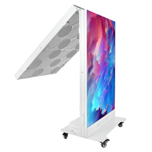 EA1920iP5 poster display on a wheeled white stand