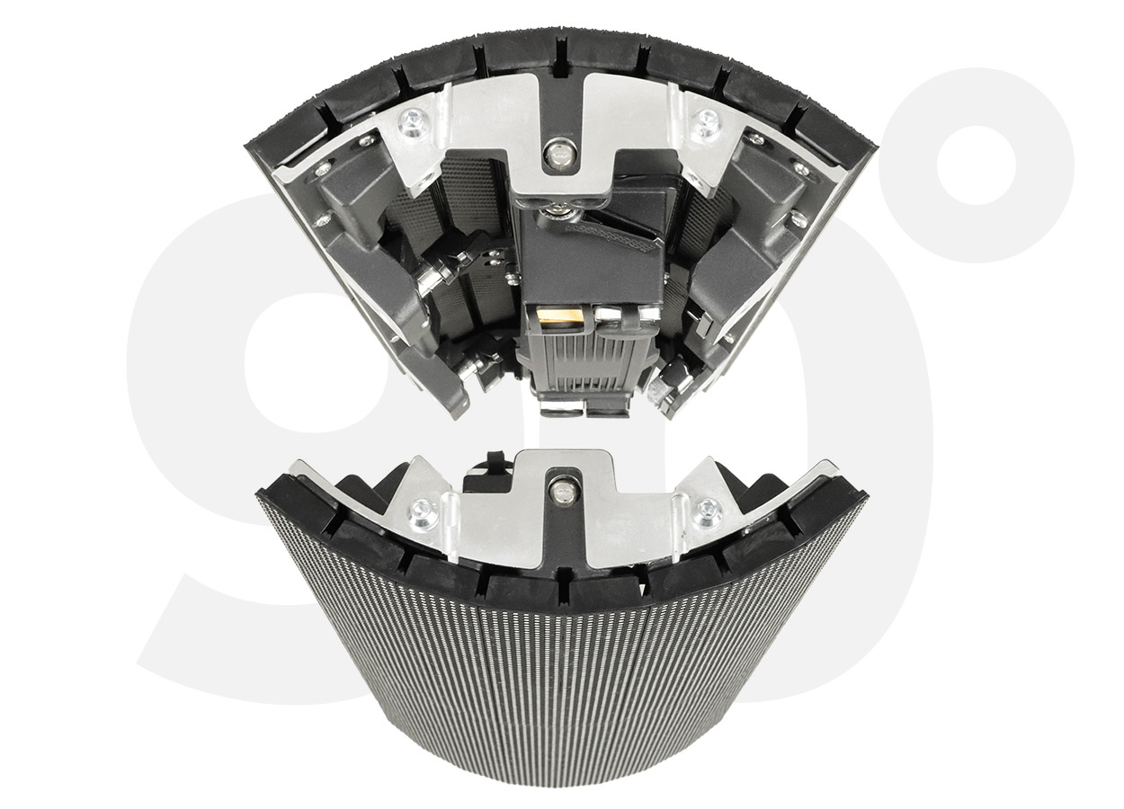 EA250H8 rental LED cabinets joined at a 90-degree corner