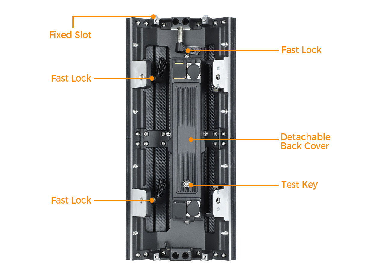 EA250H8 cabinet with mounting slots, locks and detachable back cover