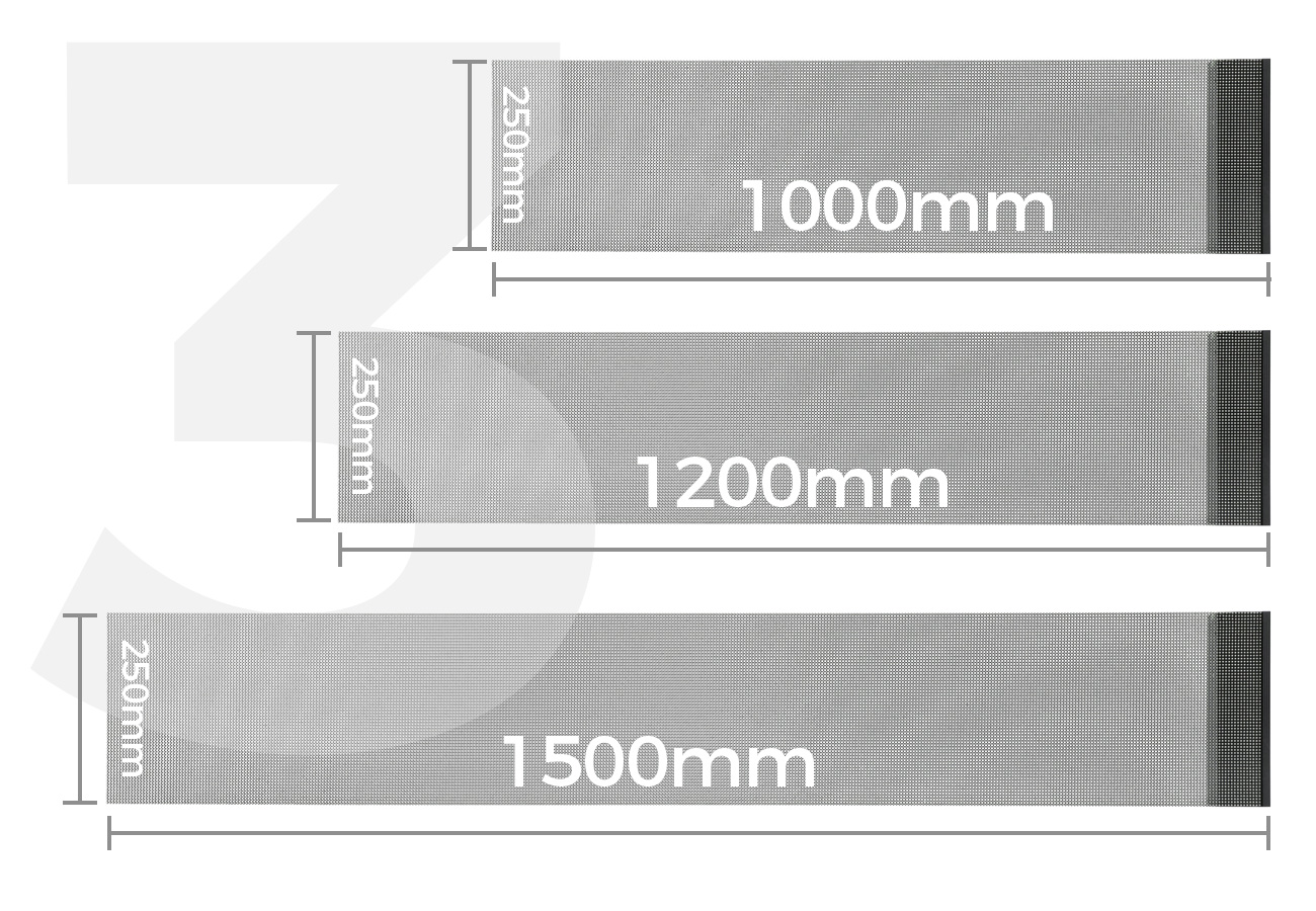 EA250INV transparent LED film modules in three available sizes