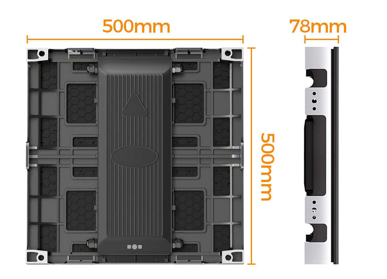 EA500RF2 cabinet construction and square floor-panel format