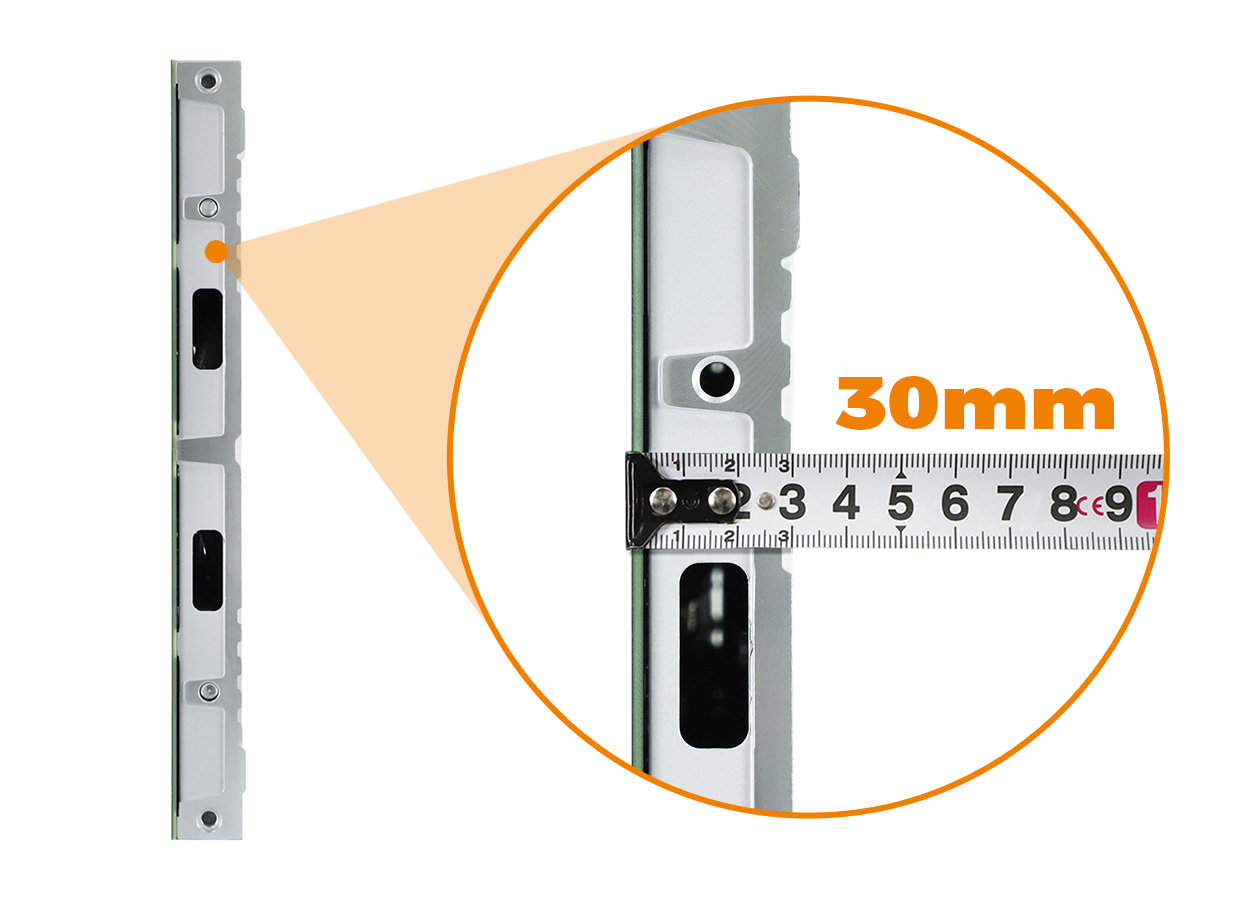 EA600COB3 cabinet edge with the manufacturer marking its 30 mm depth