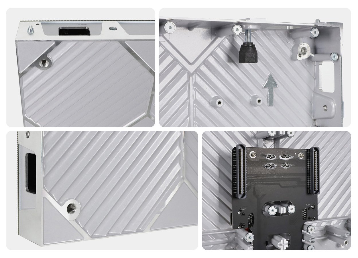 EA640H1 die-cast aluminum cabinet with quick-lock assembly details