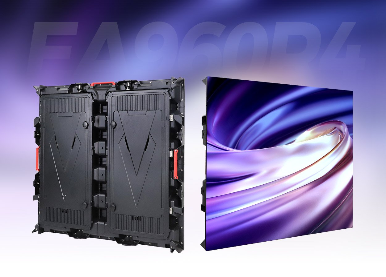 EA960R4 billboard cabinet shown from the rear and illuminated display side