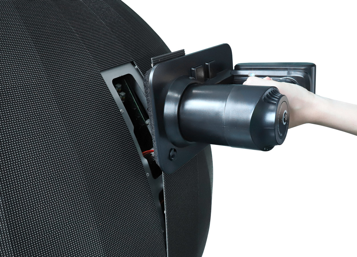 Front-service access on the EAiBall spherical LED display