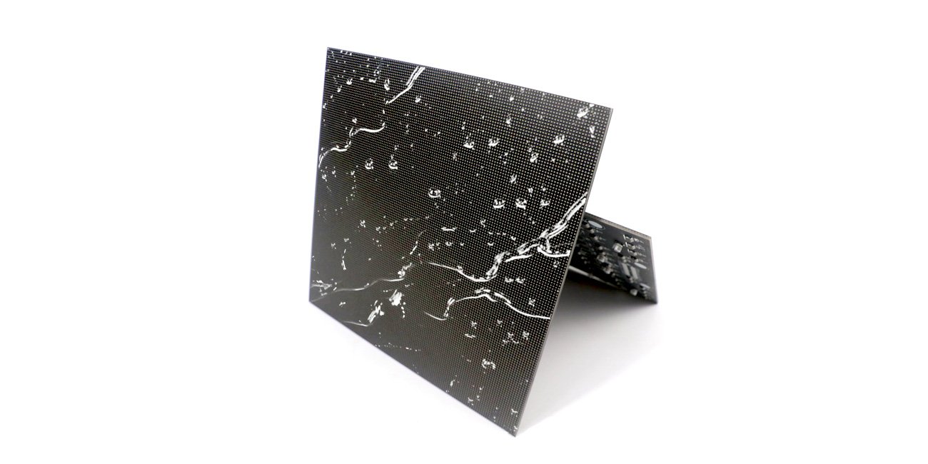 GOB LED module surface pictured with water droplets in a manufacturer illustration